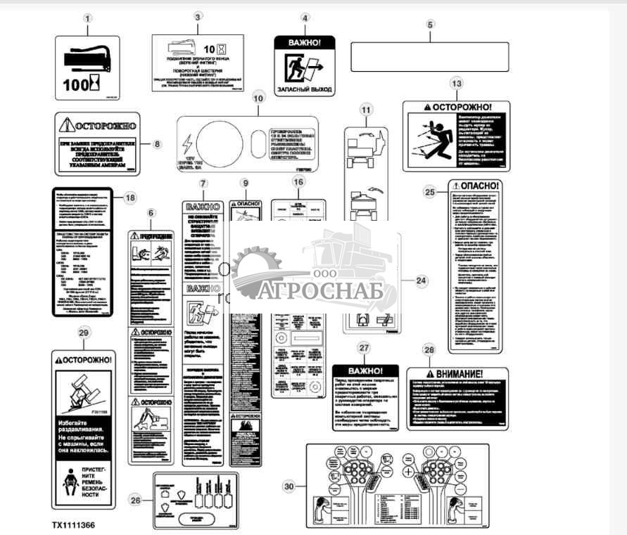 Товарные знаки и накл. — кабина (русский) 